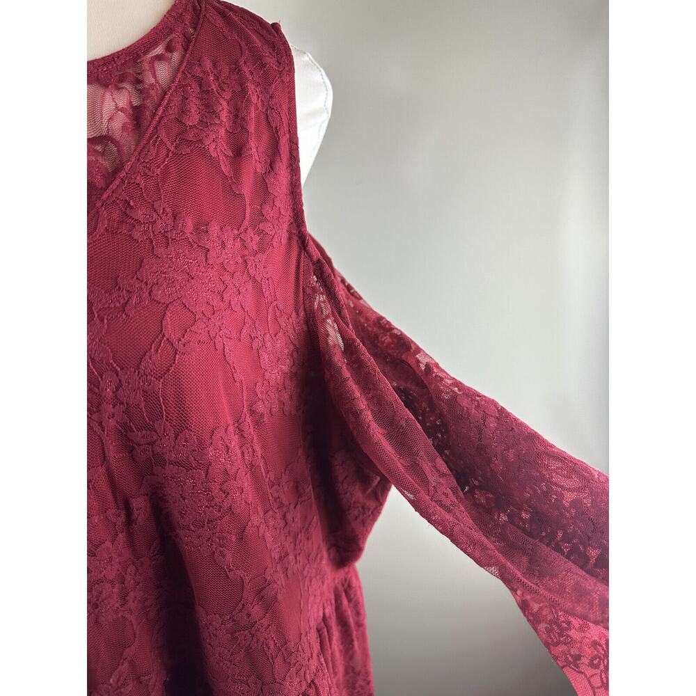 Torrid Babydoll Stretch Lace Cold Shoulder Top Biking Red Plus Size 4 4X - Picture 11 of 15
